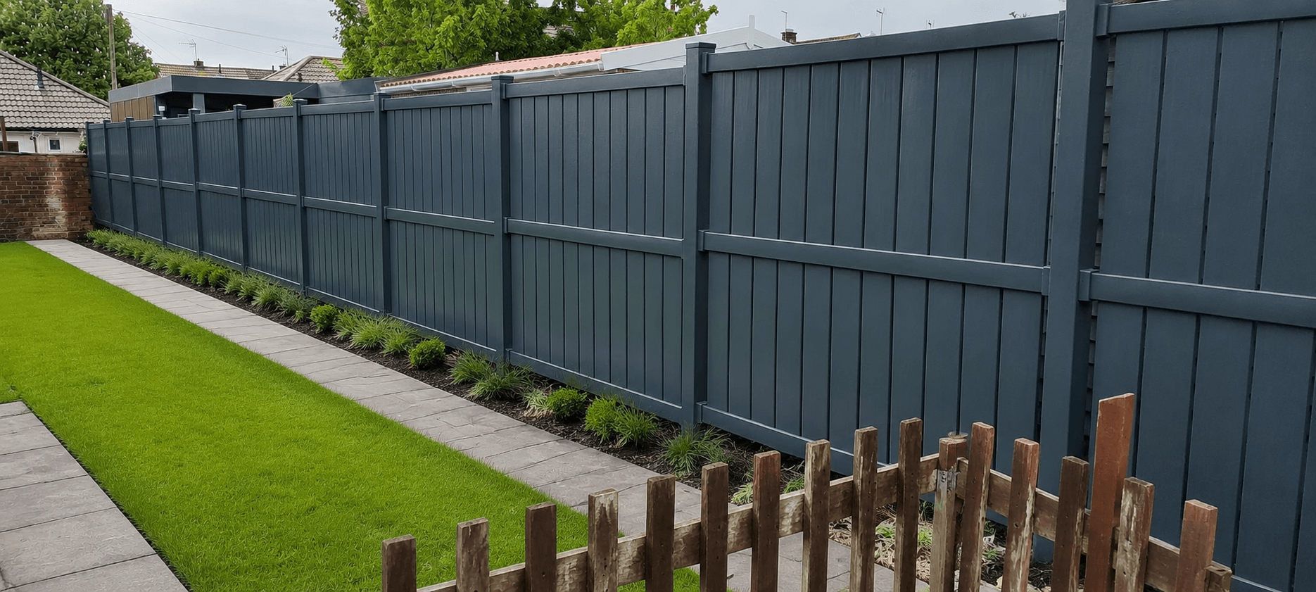 Upvc Fencing in newly landscaped garden